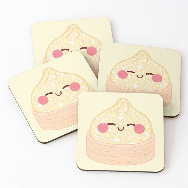 Item preview, Kawaii Light yellow Golden Glitter Squishy Dumpling in bamboo steamer basket designed and sold by EmeraldeaArt.
