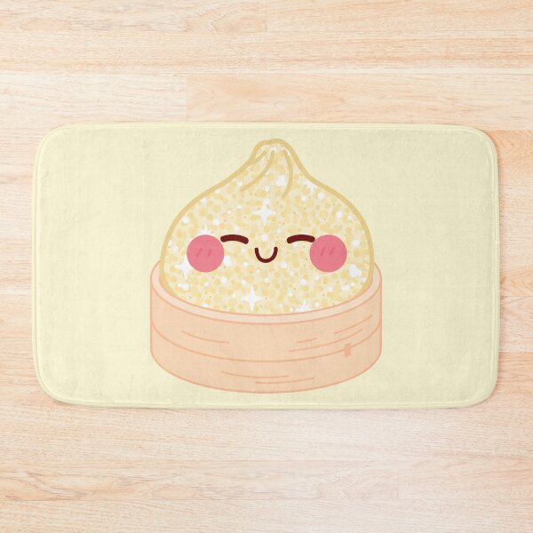 Item preview, Kawaii Light yellow Golden Glitter Squishy Dumpling in bamboo steamer basket designed and sold by EmeraldeaArt.