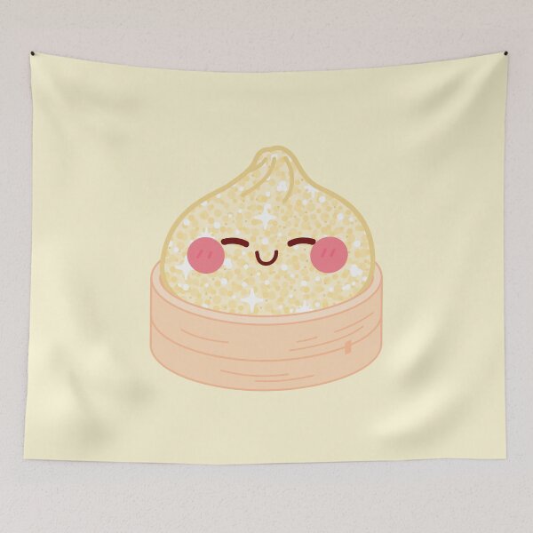 Item preview, Kawaii Light yellow Golden Glitter Squishy Dumpling in bamboo steamer basket designed and sold by EmeraldeaArt.