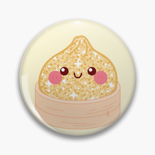 Item preview, Kawaii Golden Glitter Squishy Dumpling in a bamboo steamer basket designed and sold by EmeraldeaArt.