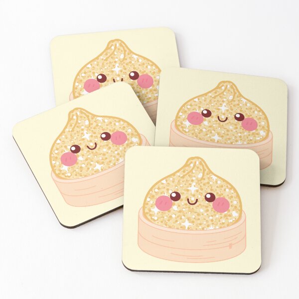 Item preview, Kawaii Golden Glitter Squishy Dumpling in a bamboo steamer basket designed and sold by EmeraldeaArt.