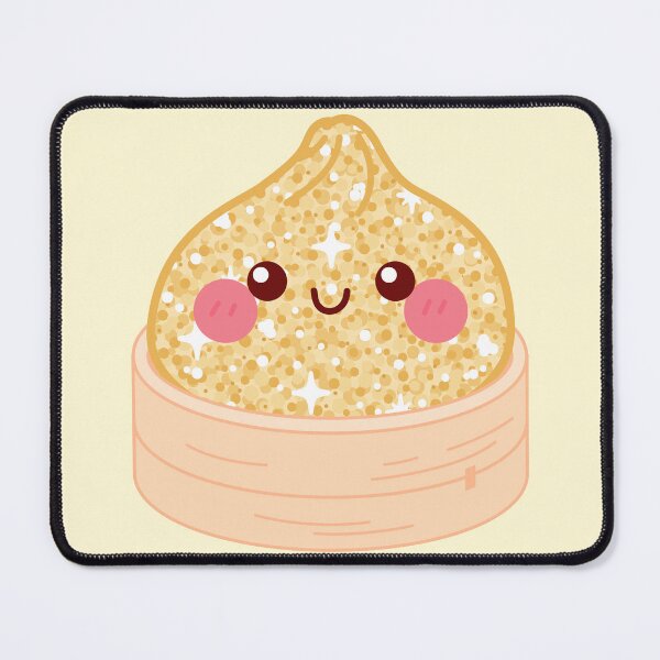 Item preview, Kawaii Golden Glitter Squishy Dumpling in a bamboo steamer basket designed and sold by EmeraldeaArt.