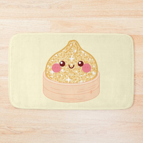 Item preview, Kawaii Golden Glitter Squishy Dumpling in a bamboo steamer basket designed and sold by EmeraldeaArt.