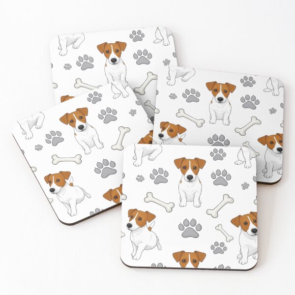 Item preview, Jack Russell Terrier pattern with bones and paw prints designed and sold by Prints by Mat.