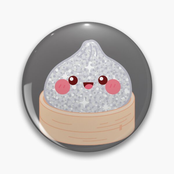 Item preview, Kawaii Silver Glitter Squishy Dumpling in bamboo steamer basket designed and sold by EmeraldeaArt.