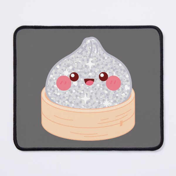 Item preview, Kawaii Silver Glitter Squishy Dumpling in bamboo steamer basket designed and sold by EmeraldeaArt.