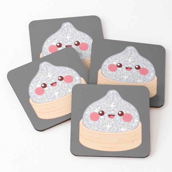 Item preview, Kawaii Silver Glitter Squishy Dumpling in bamboo steamer basket designed and sold by EmeraldeaArt.
