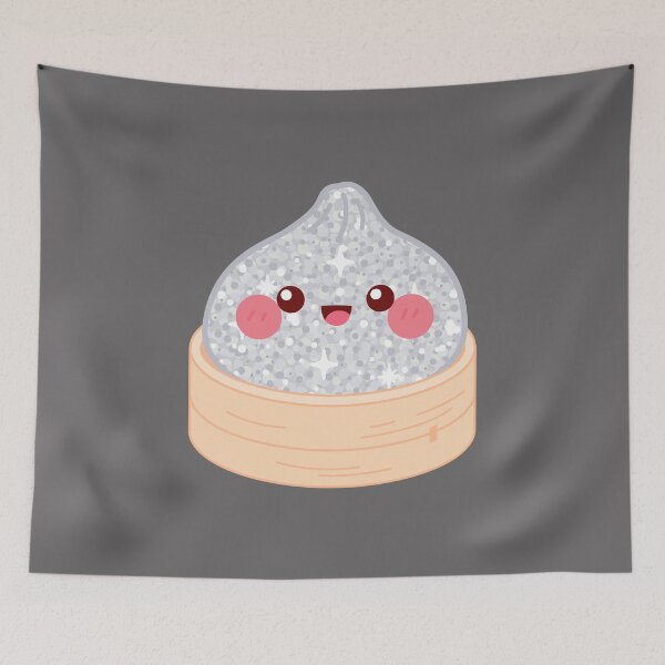 Item preview, Kawaii Silver Glitter Squishy Dumpling in bamboo steamer basket designed and sold by EmeraldeaArt.