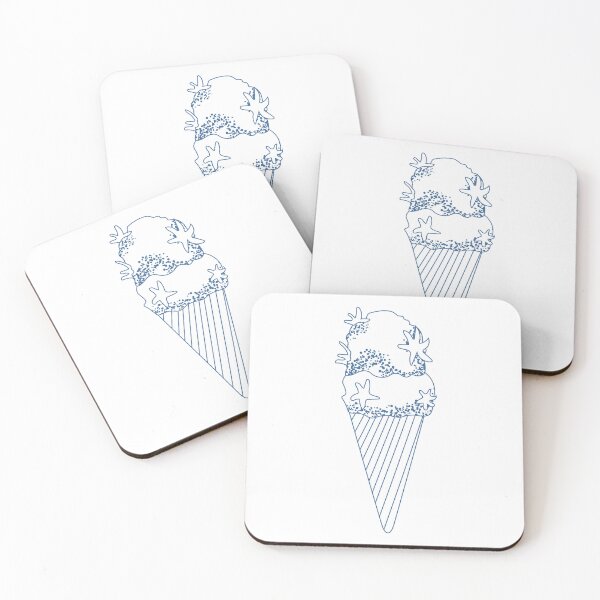 Item preview, Ice Cream Cone Blue Line designed and sold by BetweenForms.