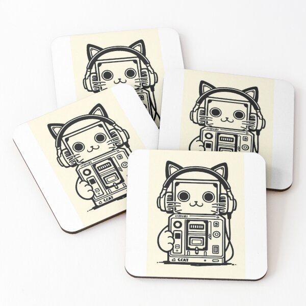 Item preview, Cat - Green Walkman Retro designed and sold by DoodyPets.