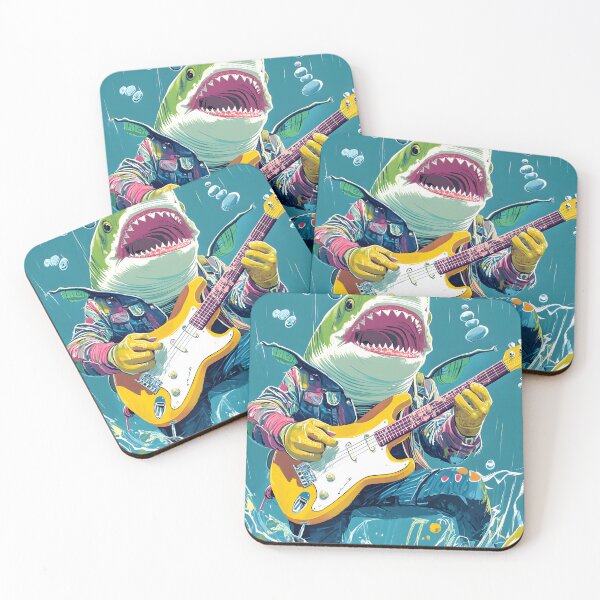 Item preview, Shark Rock Star Jamming Underwater in Vibrant Style designed and sold by Artessie.