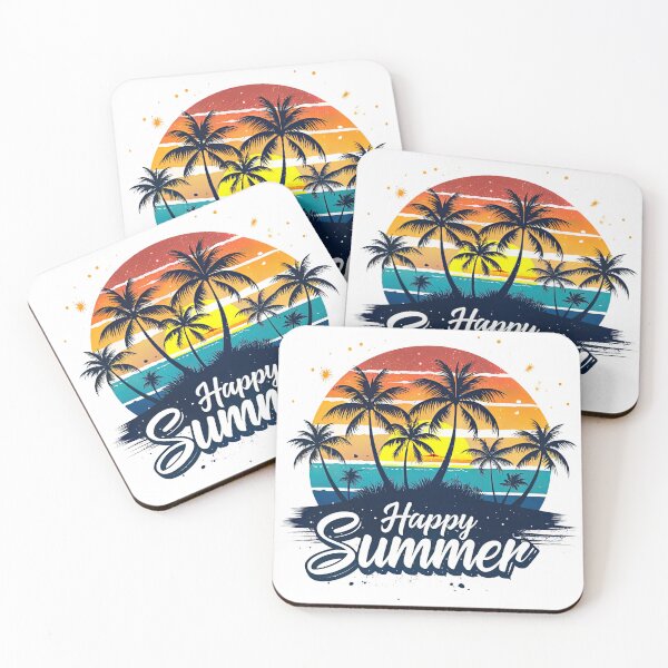 Item preview, Happy Summer Retro Palm Trees Sunset Beach designed and sold by MagySale.