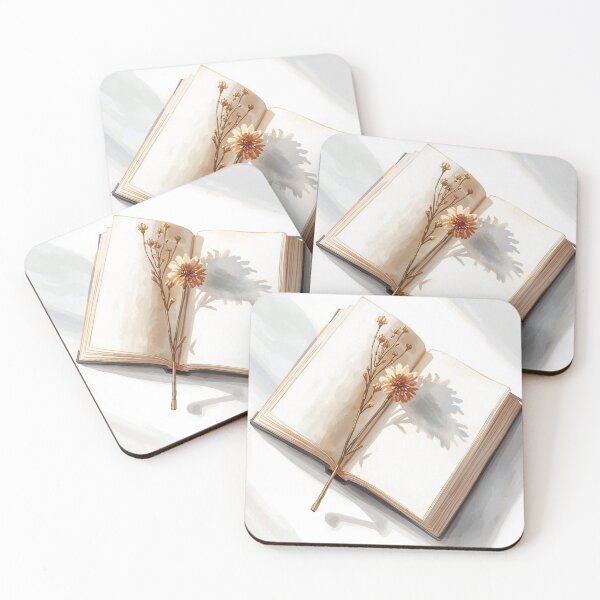 Item preview, Pressed Flower in Open Book | Minimalist Watercolor Cozy Aesthetic designed and sold by HelgaCraftery.