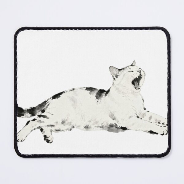 Item preview, White Cat Stretching - Chinese Ink Art designed and sold by Enchanting East.