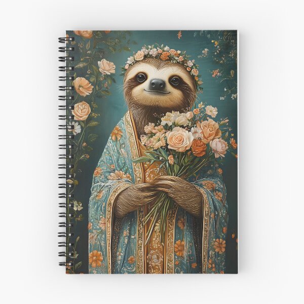 Item preview, Sloth in Floral Robe Holding Beautiful Bouquets designed and sold by Artessie.