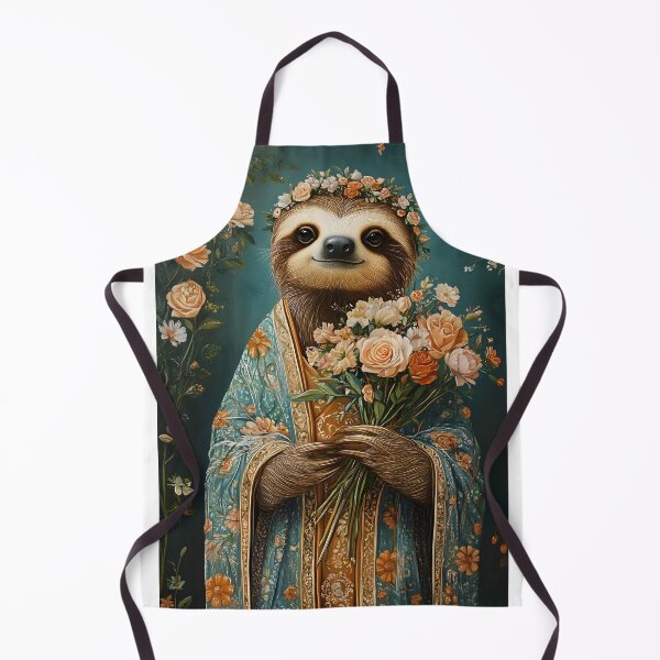 Item preview, Sloth in Floral Robe Holding Beautiful Bouquets designed and sold by Artessie.