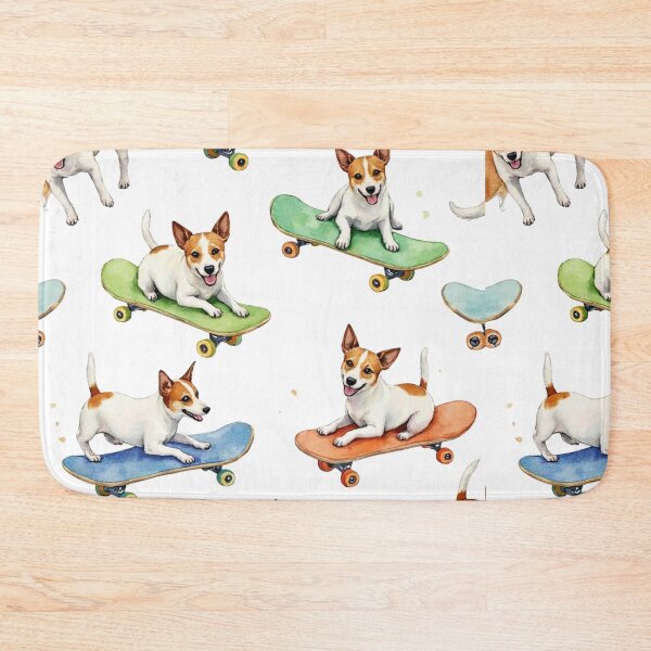 Item preview, Jack Russell Terrier on skateboard watercolor pattern designed and sold by Prints by Mat.