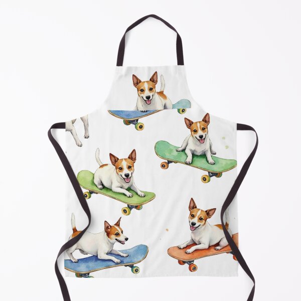 Item preview, Jack Russell Terrier on skateboard watercolor pattern designed and sold by Prints by Mat.