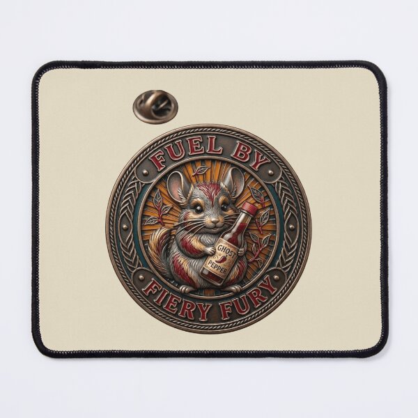 Item preview, Fuel by Fiery Fury Mouse with Hot Sauce – Spicy Humor Animal Badge Design designed and sold by MartBook.