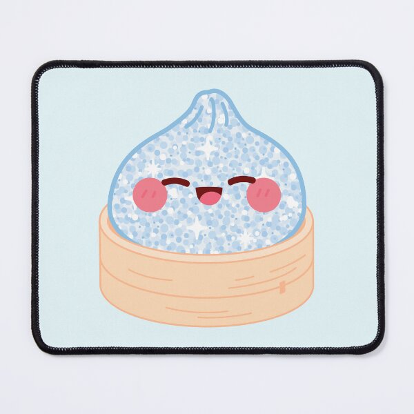 Item preview, Kawaii Blue Glitter Squishy Dumpling in bamboo steamer basket designed and sold by EmeraldeaArt.