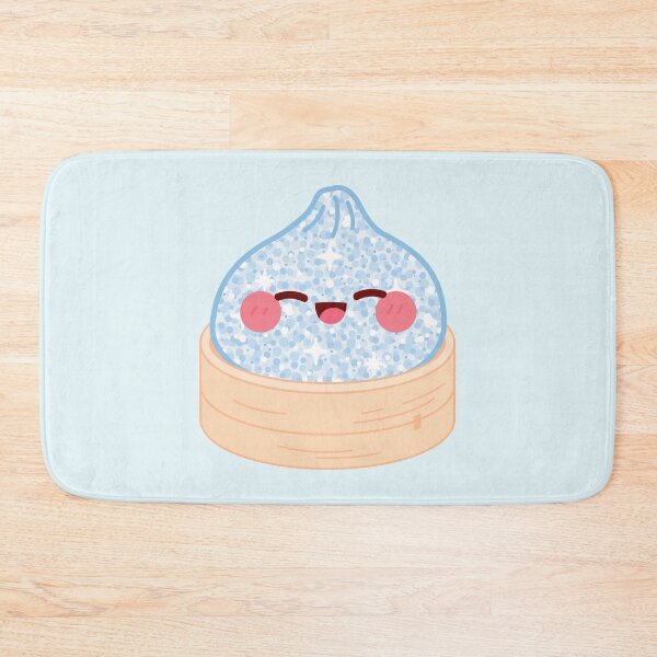 Item preview, Kawaii Blue Glitter Squishy Dumpling in bamboo steamer basket designed and sold by EmeraldeaArt.