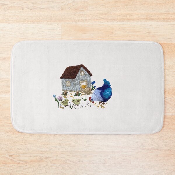 Item preview, Hand emmbroidered Farm Chicken Family Cottage Scene designed and sold by Alsa-Hand Embroidery.
