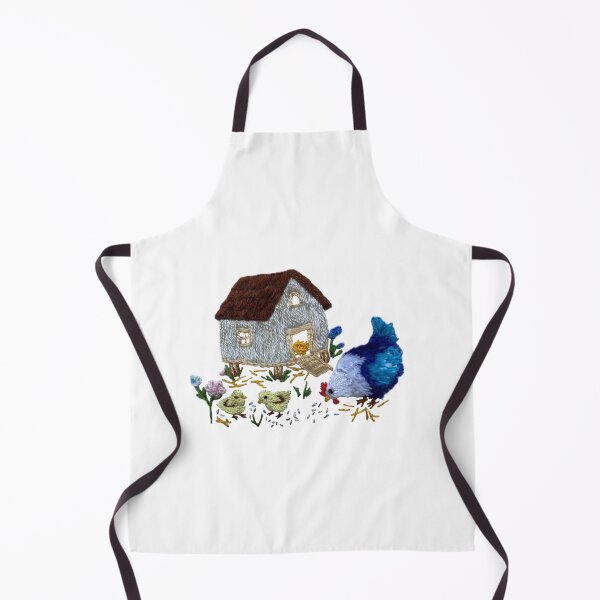 Item preview, Hand emmbroidered Farm Chicken Family Cottage Scene designed and sold by Alsa-Hand Embroidery.