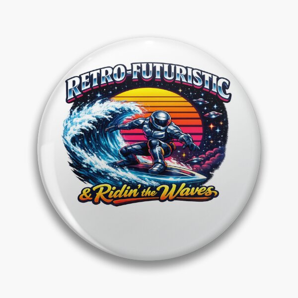 Item preview, Retro Futuristic Space Surfer Waves designed and sold by Dresut.