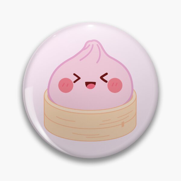 Item preview, Pink squishy Dumpling in bamboo steamer basket designed and sold by EmeraldeaArt.