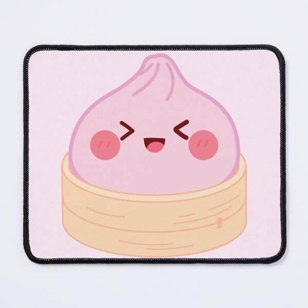 Item preview, Pink squishy Dumpling in bamboo steamer basket designed and sold by EmeraldeaArt.