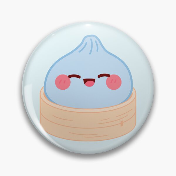 Item preview, Kawaii Blue Squishy Dumpling in bamboo steamer basket designed and sold by EmeraldeaArt.