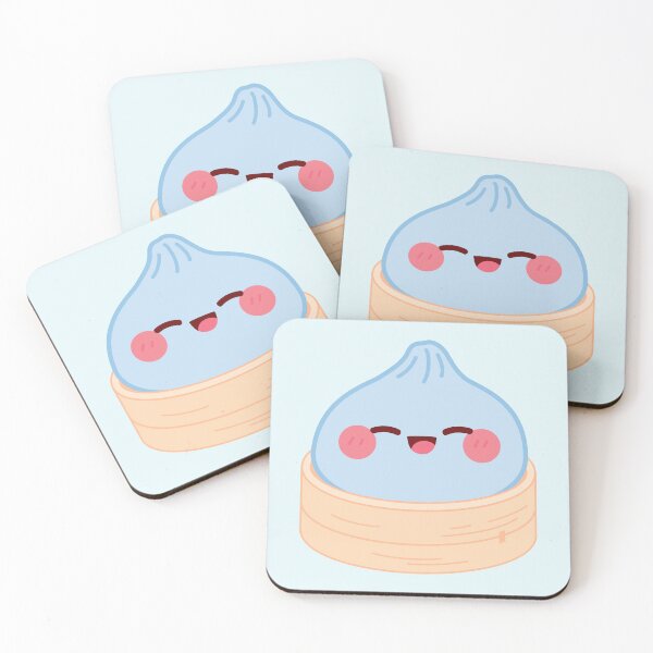Item preview, Kawaii Blue Squishy Dumpling in bamboo steamer basket designed and sold by EmeraldeaArt.