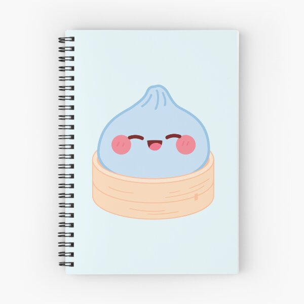 Item preview, Kawaii Blue Squishy Dumpling in bamboo steamer basket designed and sold by EmeraldeaArt.