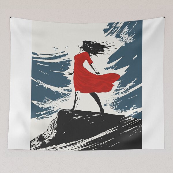 Item preview, Dramatic Woman Red Dress Print designed and sold by Studio pod Burom.