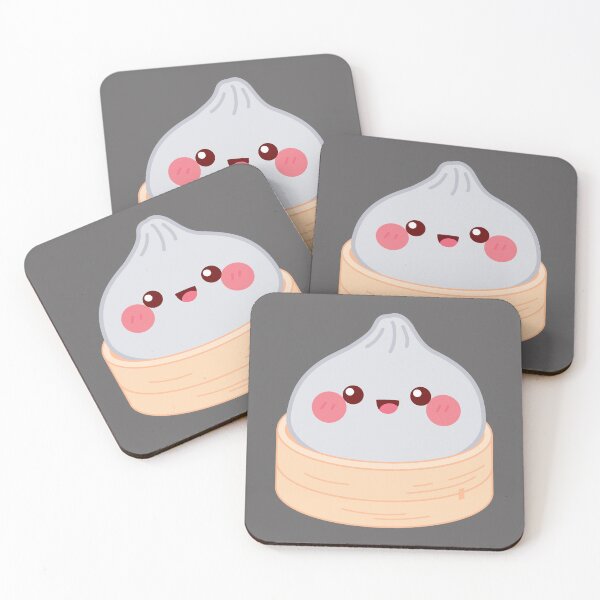 Item preview, Kawaii Grey Squishy Dumpling in bamboo steamer basket designed and sold by EmeraldeaArt.