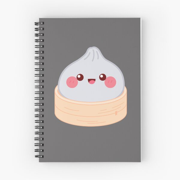 Item preview, Kawaii Grey Squishy Dumpling in bamboo steamer basket designed and sold by EmeraldeaArt.