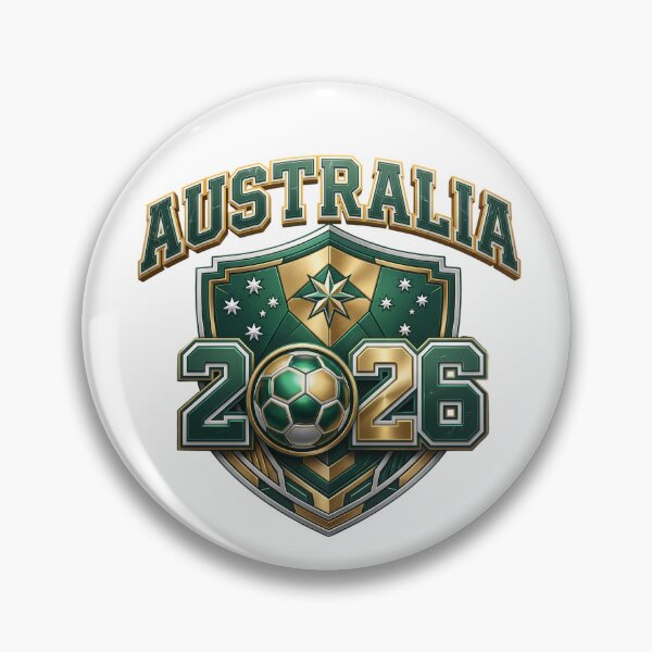 Item preview, Australia 2026 World Soccer Metallic Shield Crest designed and sold by Saq2000.