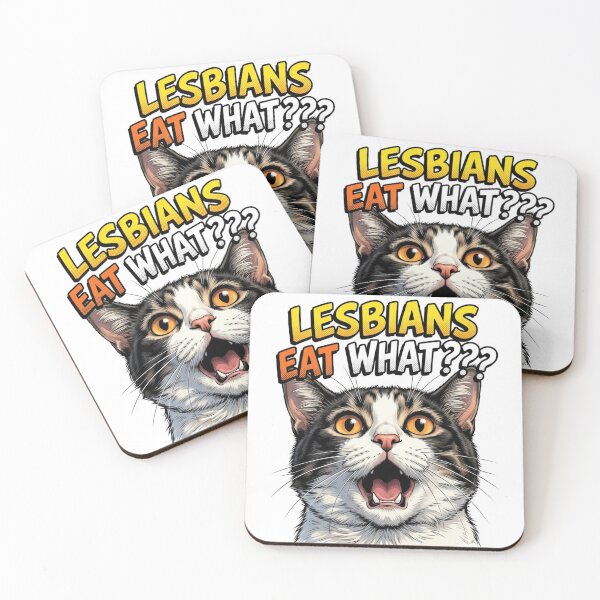 Item preview,  Humor Cat Lesbians Eat What? Tv Lgbtq+ WLW Decor Poster Print Art Comic Movie designed and sold by Mind Space.