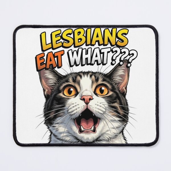 Item preview,  Humor Cat Lesbians Eat What? Tv Lgbtq+ WLW Decor Poster Print Art Comic Movie designed and sold by Mind Space.