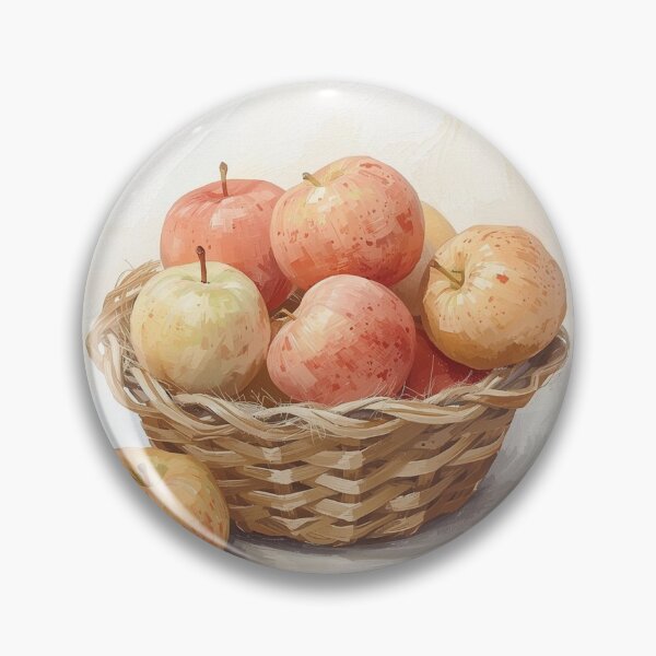 Item preview, Apple Basket Still Life | Rustic Farmhouse Fruit Painting designed and sold by HelgaCraftery.