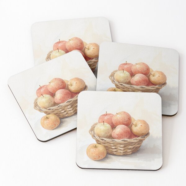 Item preview, Apple Basket Still Life | Rustic Farmhouse Fruit Painting designed and sold by HelgaCraftery.
