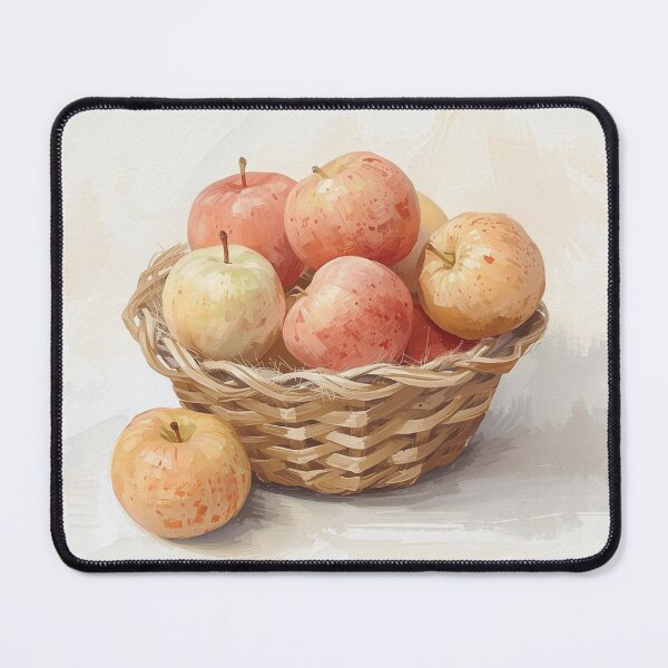 Item preview, Apple Basket Still Life | Rustic Farmhouse Fruit Painting designed and sold by HelgaCraftery.