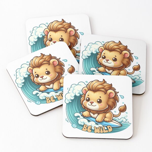 Item preview, Cute Surfing Lion Be Wild Retro Summer Beach designed and sold by MagySale.