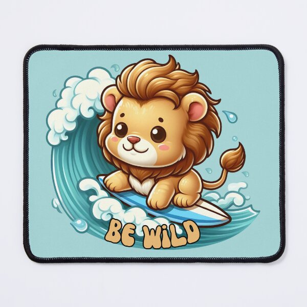 Item preview, Cute Surfing Lion Be Wild Retro Summer Beach designed and sold by MagySale.