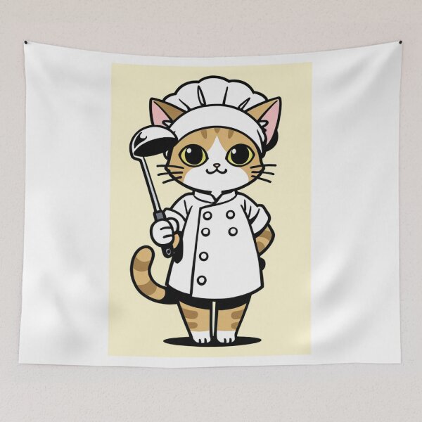 Item preview, Cat - Tabby White Orange Chef Pale Yellow BG designed and sold by DoodyPets.