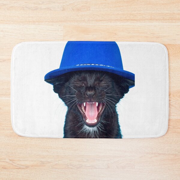 Item preview, Jazzy Fedora Cat Poster - Funny Yawning Black Kitten Sticker - Quirky Jazz Musician Pet Graphic for Music Lovers designed and sold by WildGentlemen.