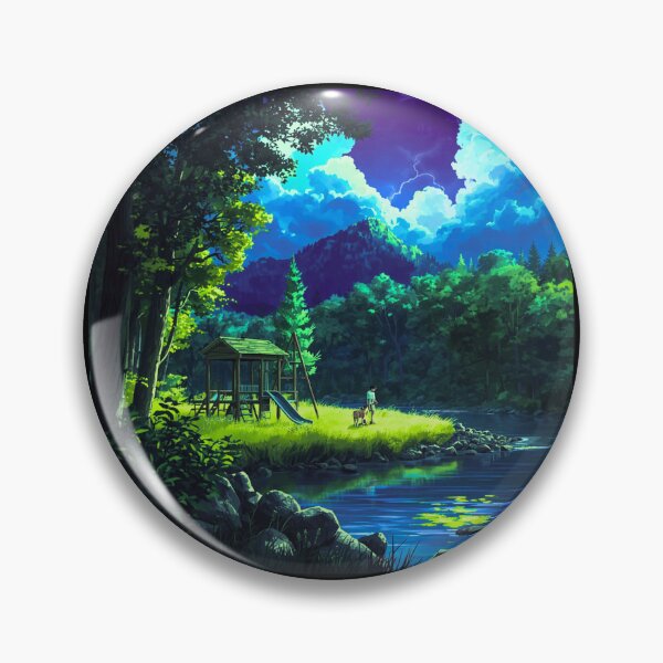 Item preview, Nature River Adventure – Human and Dog at the Playground | Peaceful Outdoor Friendship Design designed and sold by DervoTeck2767.