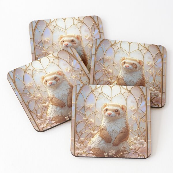Item preview, Ferret in Stained Glass with Golden Moon designed and sold by BriSher.