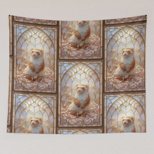 Item preview, Ferret in Stained Glass with Golden Moon designed and sold by BriSher.