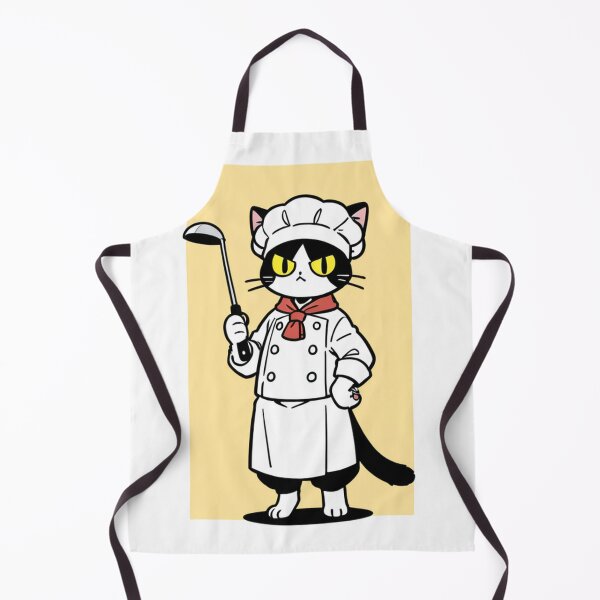 Item preview, Cat - Tuxedo Chef Hachimaki White Apron designed and sold by DoodyPets.